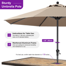 PURPLE LEAF Aluminum Patio Table Umbrella Heavy Duty Market Umbrella with Base