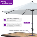 PURPLE LEAF Aluminum Patio Table Umbrella Heavy Duty Market Umbrella with Base