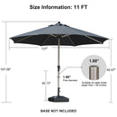 PURPLE LEAF Deluxe Aluminum Market Umbrella, Outdoor Table Umbrella for Patio, Porch