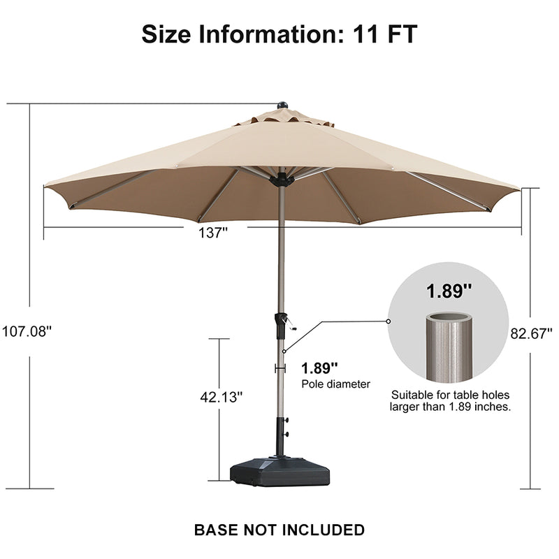 PURPLE LEAF Deluxe Aluminum Market Umbrella, Outdoor Table Umbrella for Patio, Porch