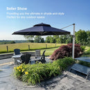 PURPLE LEAF Round Cantilever Patio Umbrella Heavy Duty Umbrella for Porch Garden Pool