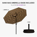 PURPLE LEAF Black Frame Tilting Market Umbrella with Lights Table Umbrella with Base Outside Patio