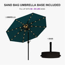 PURPLE LEAF Black Frame Tilting Market Umbrella with Lights Table Umbrella with Base Outside Patio