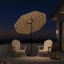 PURPLE LEAF Black Frame Tilting Market Umbrella with Lights Table Umbrella with Base Outside Patio