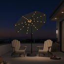 PURPLE LEAF Black Frame Tilting Market Umbrella with Lights Table Umbrella with Base Outside Patio