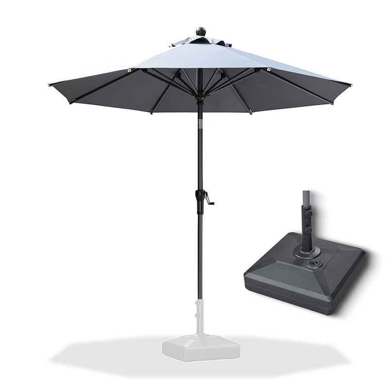 PURPLE LEAF Crank and Tilt Rectangular Outdoor Patio Market Umbrella with Base
