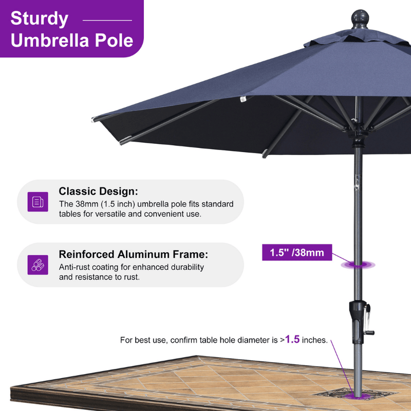 PURPLE LEAF Crank and Tilt Rectangular Outdoor Patio Market Umbrella with Base