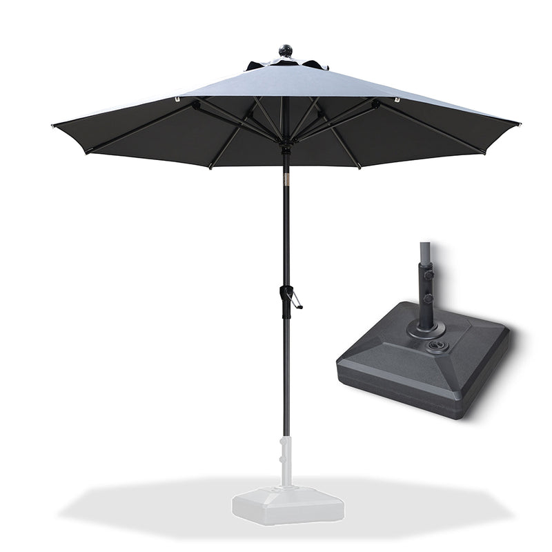 PURPLE LEAF Crank and Tilt Rectangular Outdoor Patio Market Umbrella with Base