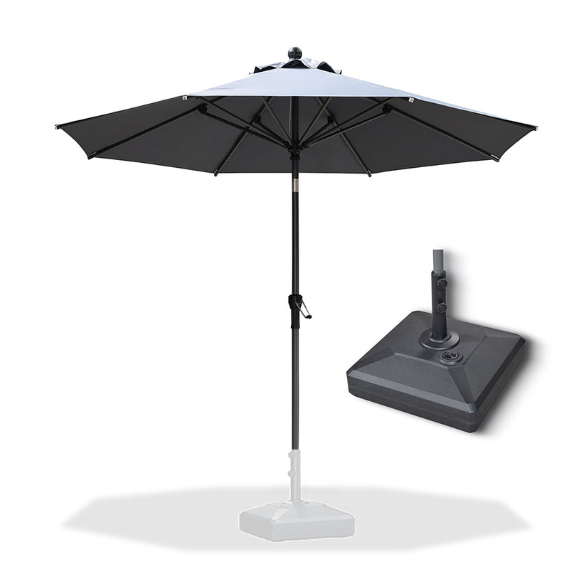 PURPLE LEAF Crank and Tilt Rectangular Outdoor Patio Market Umbrella with Base