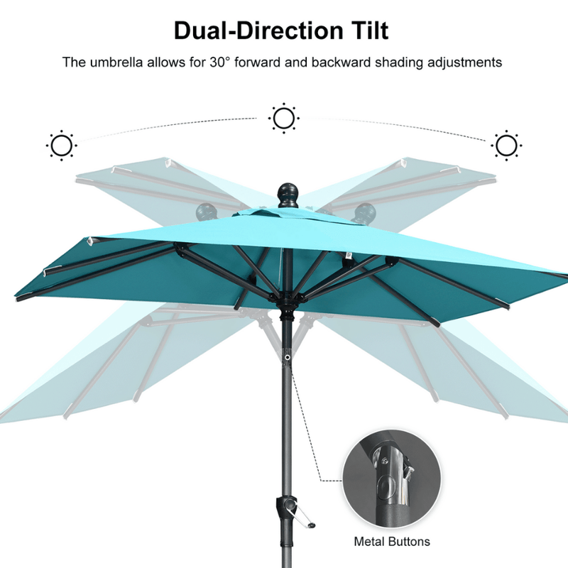 PURPLE LEAF Crank and Tilt Square Patio Table Umbrella with Base for Garden Porch