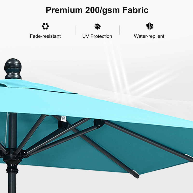 PURPLE LEAF Crank and Tilt Square Patio Table Umbrella with Base for Garden Porch