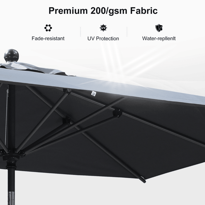 PURPLE LEAF Crank and Tilt Table Umbrella Outdoor Patio Market Umbrella with Visible Hand Crank System