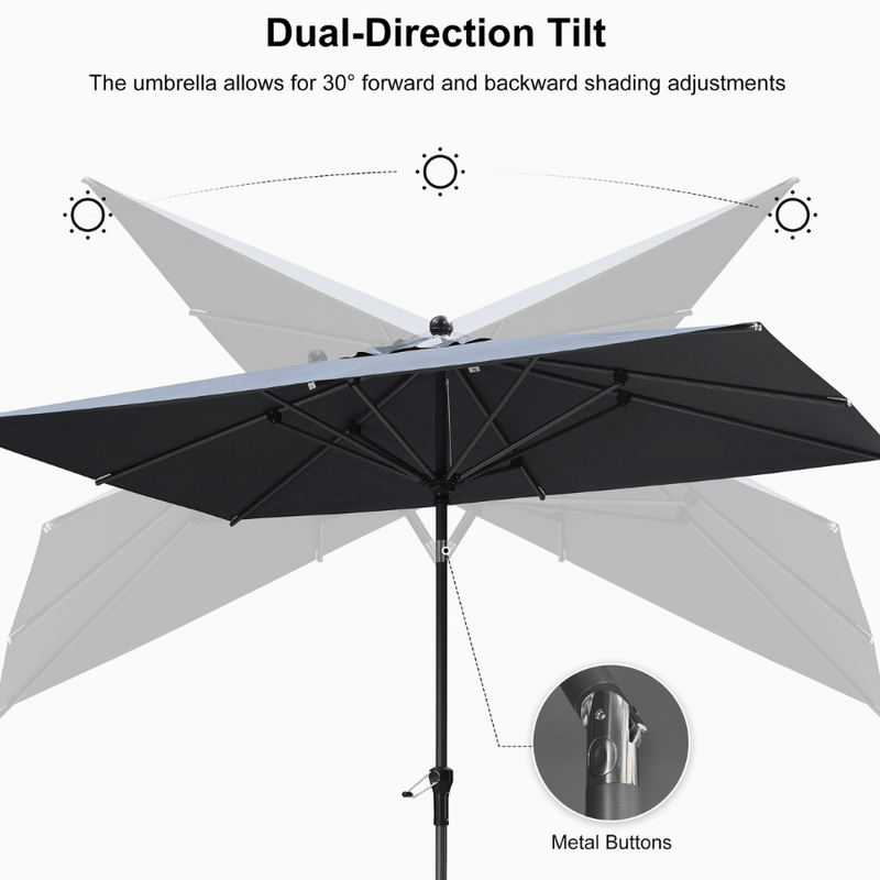 PURPLE LEAF Crank and Tilt Table Umbrella Outdoor Patio Market Umbrella with Visible Hand Crank System