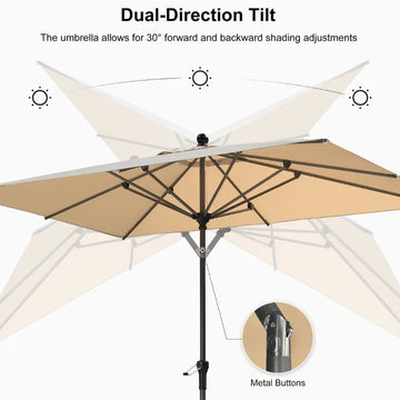 Crank & Tilt Rectangular Patio Umbrella