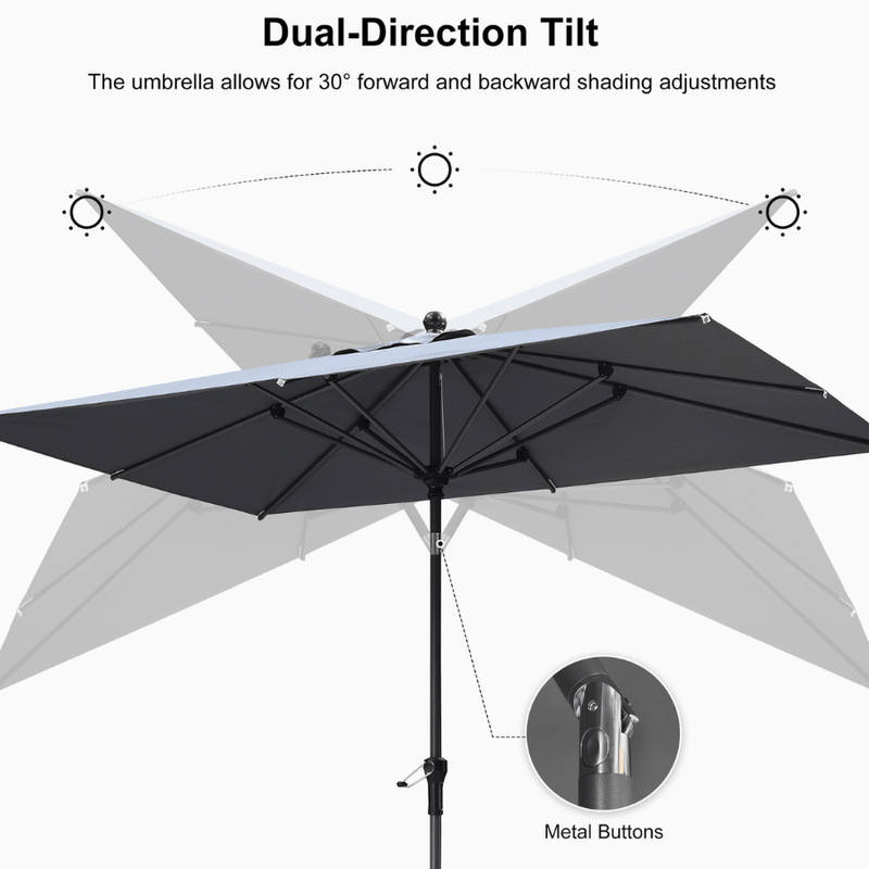 PURPLE LEAF Crank and Tilt Table Umbrella Outdoor Patio Market Umbrella with Visible Hand Crank System