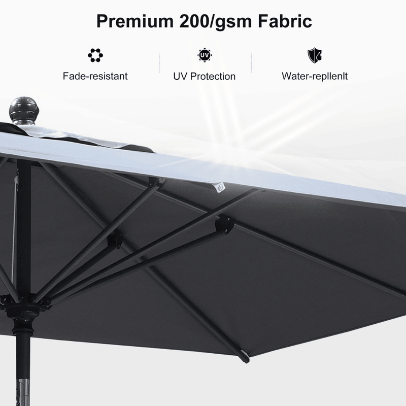PURPLE LEAF Crank and Tilt Table Umbrella Outdoor Patio Market Umbrella with Visible Hand Crank System