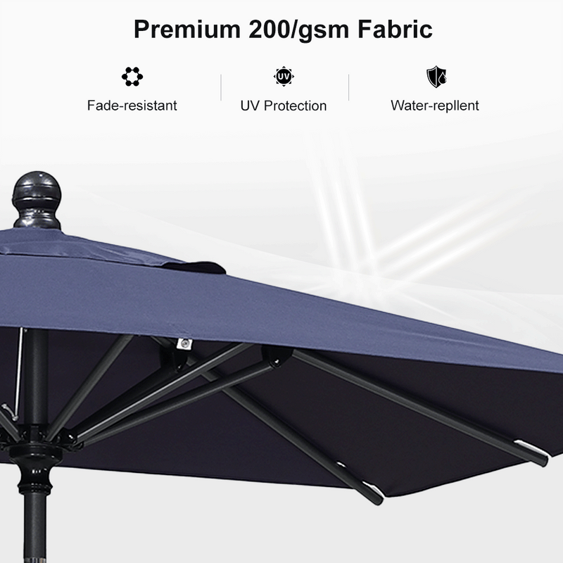 PURPLE LEAF Crank and Tilt Rectangular Outdoor Patio Market Umbrella with Base