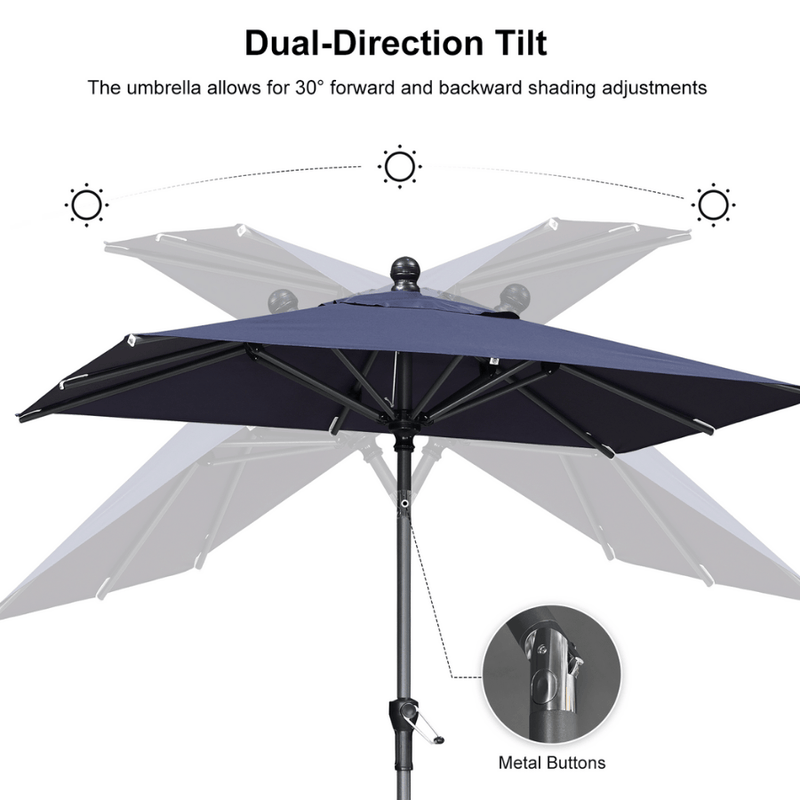 PURPLE LEAF Crank and Tilt Square Patio Table Umbrella with Base for Garden Porch