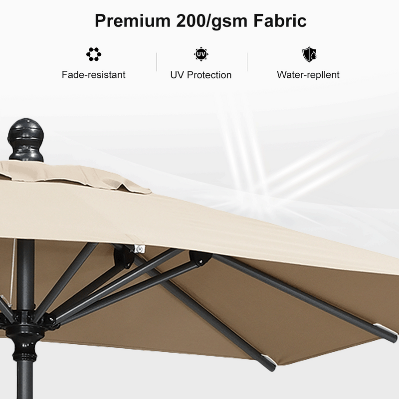 PURPLE LEAF Crank and Tilt Rectangular Outdoor Patio Market Umbrella with Base