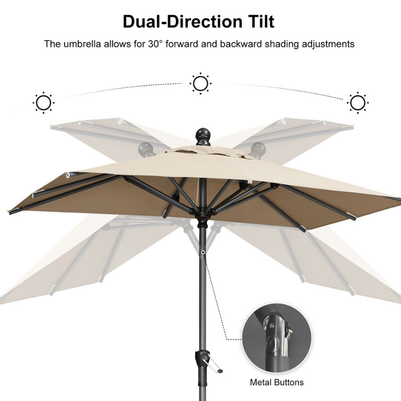 PURPLE LEAF Crank and Tilt Table Umbrella Outdoor Patio Market Umbrella with Visible Hand Crank System