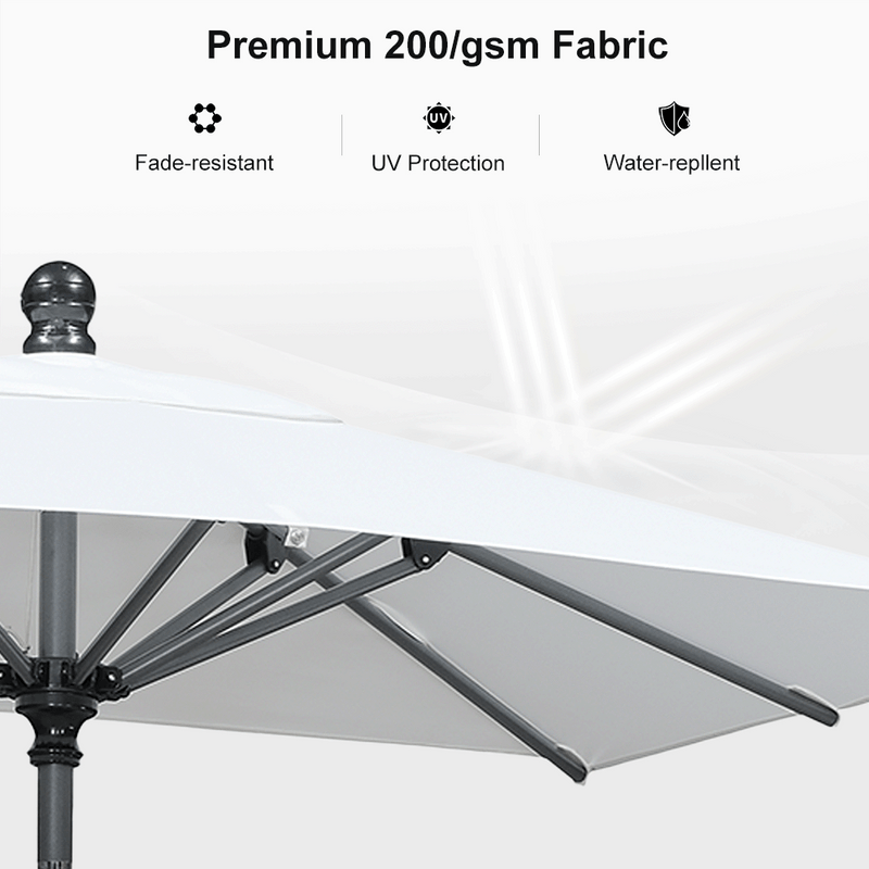 PURPLE LEAF Crank and Tilt Rectangular Outdoor Patio Market Umbrella with Base