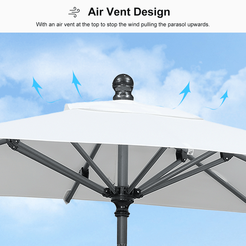 PURPLE LEAF Crank and Tilt Square Patio Table Umbrella with Base for Garden Porch