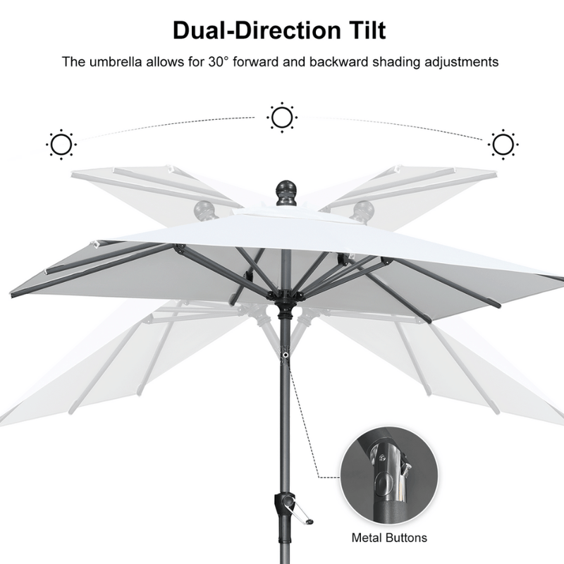 PURPLE LEAF Crank and Tilt Table Umbrella Outdoor Patio Market Umbrella with Visible Hand Crank System