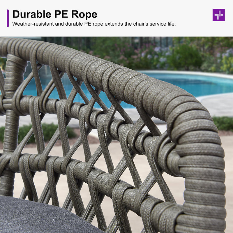 PURPLR LEAF Bar Stools Chair Set of 2, Rattan and Aluminum Frame with Comfortable Cushion