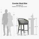 PURPLR LEAF Bar Stools Chair Set of 2, Rattan and Aluminum Frame with Comfortable Cushion