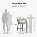 PURPLR LEAF Bar Stools Chair Set of 2, Rattan and Aluminum Frame with Comfortable Cushion