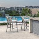 PURPLR LEAF Bar Stools Chair Set of 2, Rattan and Aluminum Frame with Comfortable Cushion