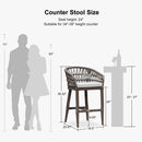 PURPLR LEAF Bar Stools Chair Set of 2, Rattan and Aluminum Frame with Comfortable Cushion