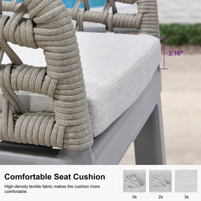 PURPLR LEAF Bar Stools Chair Set of 2, Rattan and Aluminum Frame with Comfortable Cushion