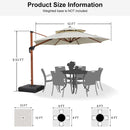 PURPLE LEAF Double Top 10 / 11 / 12 / 13 ft Round Aluminum Patio Umbrella in Wood Color