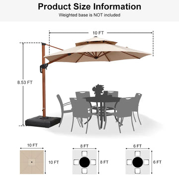 Wood-Grain Aluminum Patio Umbrella (10-13 ft)