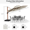 PURPLE LEAF Double Top 10 / 11 / 12 / 13 ft Round Aluminum Patio Umbrella in Wood Color