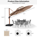 PURPLE LEAF Double Top 10 / 11 / 12 / 13 ft Round Aluminum Patio Umbrella in Wood Color