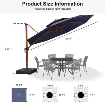Wood-Grain Aluminum Patio Umbrella (10-13 ft)