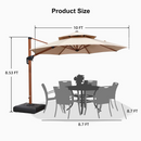 PURPLE LEAF Outdoor Garden Umbrella with Base, Cantilever Umbrellas in Wood Color