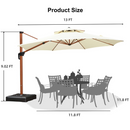 PURPLE LEAF Outdoor Garden Umbrella with Base, Cantilever Umbrellas in Wood Color