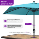 PURPLE LEAF Aluminum Patio Table Umbrella Heavy Duty Market Umbrella with Base