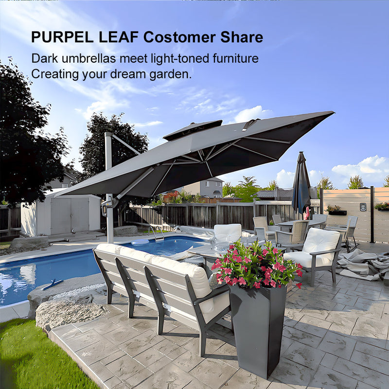 PURPLE LEAF Best Square Cantilever Pool Umbrella Outdoor Patio Sun Porch Umbrella