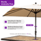 PURPLE LEAF Aluminum Outdoor Market Umbrella Patio Table Umbrella