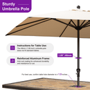 PURPLE LEAF Aluminum Patio Table Umbrella Heavy Duty Market Umbrella with Base