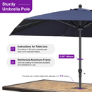 PURPLE LEAF Aluminum Patio Table Umbrella Heavy Duty Market Umbrella with Base
