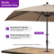 PURPLE LEAF Aluminum Outdoor Market Umbrella Patio Table Umbrella