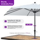 PURPLE LEAF Aluminum Patio Table Umbrella Heavy Duty Market Umbrella with Base
