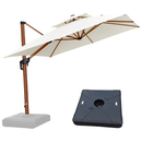 【Outdoor Idea】PURPLE LEAF Double Top Aluminum Cantilever Umbrella in Wood Color with Base