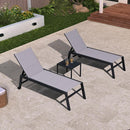 PURPLE LEAF Outdoor Chaise Lounge Aluminum with Side Table and Wheels Reclining Chair - Purple Leaf Garden