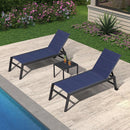 PURPLE LEAF Outdoor Chaise Lounge Aluminum with Side Table and Wheels Reclining Chair - Purple Leaf Garden